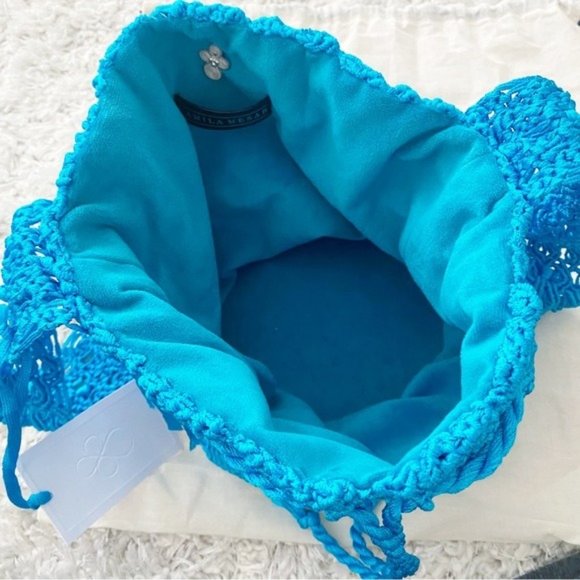 Camila Mesar Maxi Amor Dormido Mochila Drawstring Bucket Bag NWT Turquoise - Picture 10 of 13